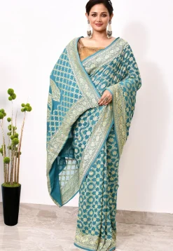 Banarasi Pure Chiffon Saree in Sky Blue