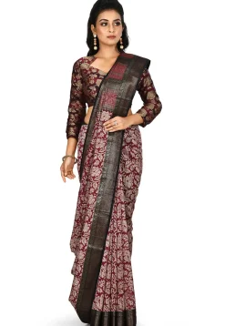 Banarasi Pure Cotton Handloom Saree in Maroon