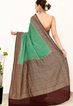 Banarasi Pure Crepe Silk Saree in Green