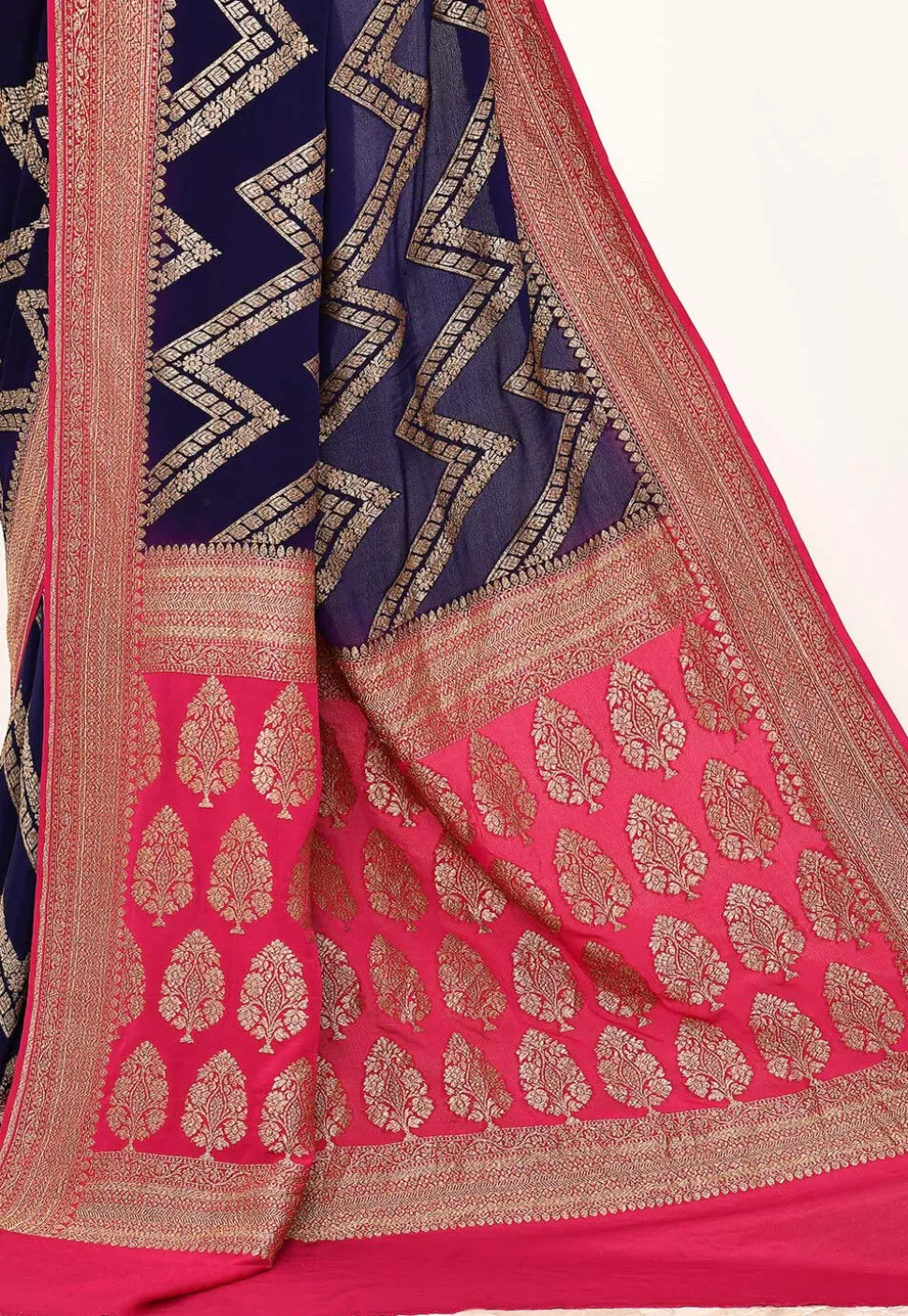 Banarasi Pure Crepe Silk Saree in Blue