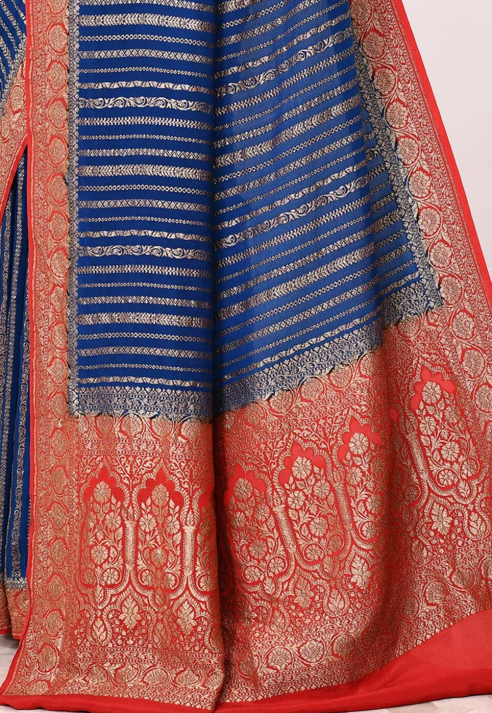 Banarasi Pure Crepe Silk Saree in Blue