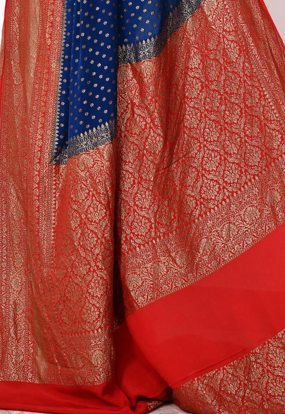 Banarasi Pure Crepe Silk Saree in Blue