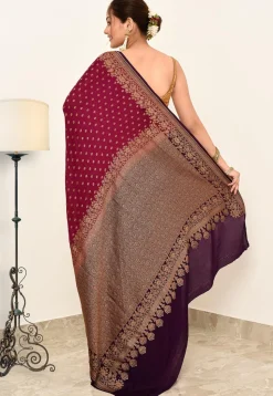 Banarasi Pure Crepe Silk Saree in Magenta