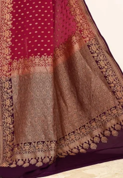 Banarasi Pure Crepe Silk Saree in Magenta