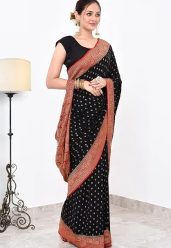 Banarasi Pure Crepe Silk Saree in Black