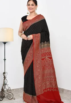 Banarasi Pure Crepe Silk Saree in Black