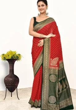 Banarasi Pure Crepe Silk Saree in Maroon