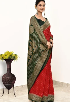 Banarasi Pure Crepe Silk Saree in Maroon