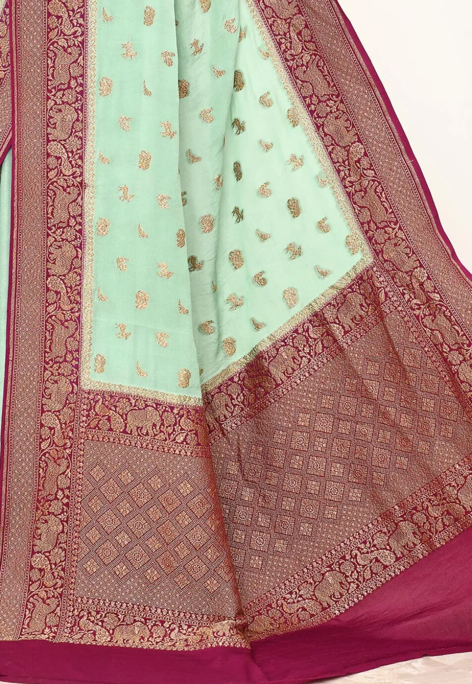 Banarasi Pure Crepe Silk Saree in Sky Blue