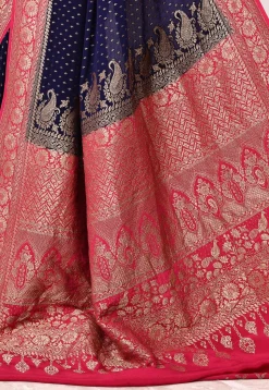 Banarasi Pure Crepe Silk Saree in Navy Blue