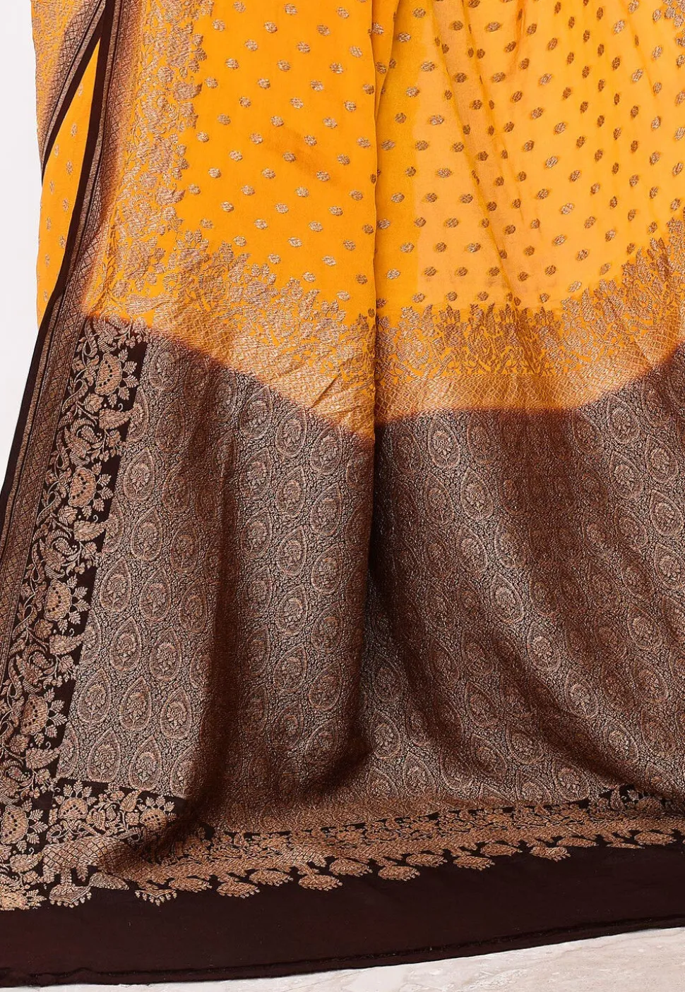 Banarasi Pure Crepe Silk Saree in Yellow