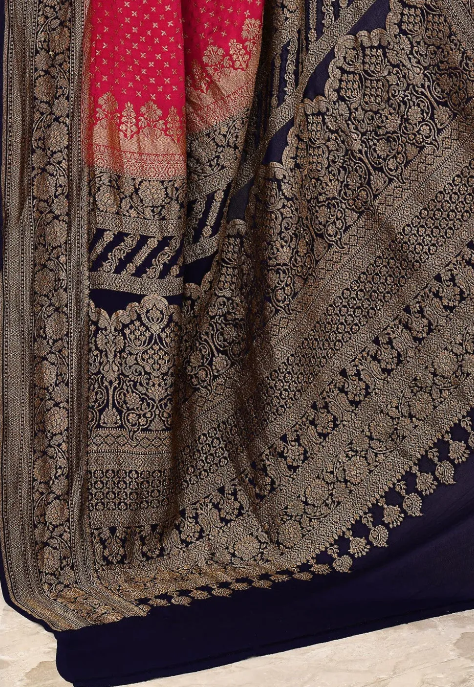 Banarasi Pure Crepe Silk Saree in Pink