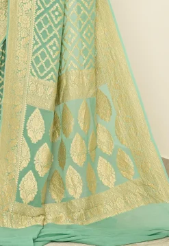 Banarasi Pure Crepe Silk Saree in Sea Green