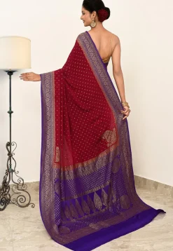 Banarasi Pure Crepe Silk Saree in Magenta