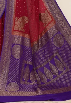Banarasi Pure Crepe Silk Saree in Magenta