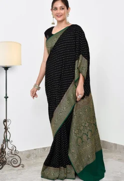 Banarasi Pure Crepe Silk Saree in Black
