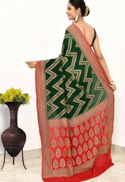 Banarasi Pure Crepe Silk Saree in Green