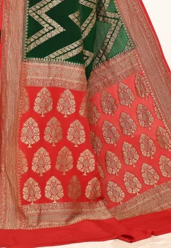 Banarasi Pure Crepe Silk Saree in Green