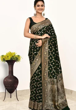 Banarasi Pure Crepe Silk Saree in Black