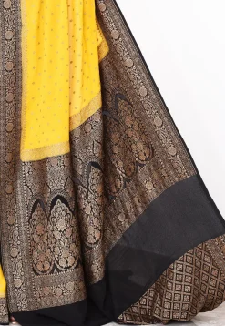 Banarasi Pure Crepe Silk Saree in Mustard