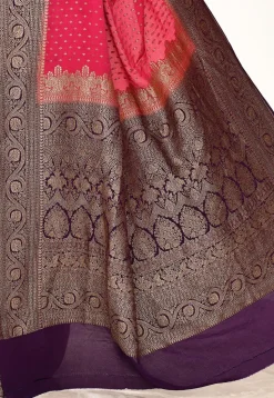 Banarasi Pure Crepe Silk Saree in Pink