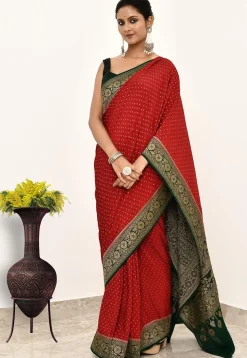 Banarasi Pure Crepe Silk Saree in Maroon