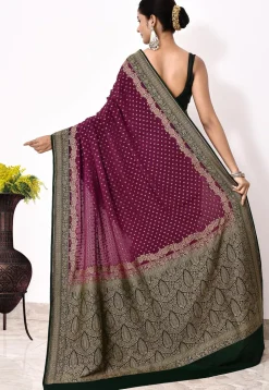 Banarasi Pure Crepe Silk Saree in Magenta