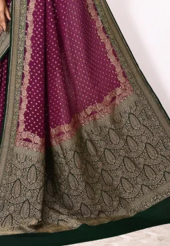 Banarasi Pure Crepe Silk Saree in Magenta
