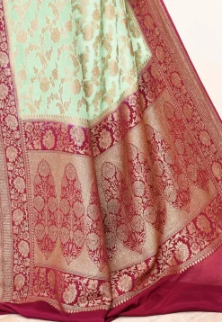 Banarasi Pure Crepe Silk Saree in Pastel Green