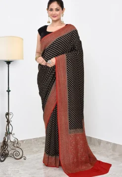 Banarasi Pure Crepe Silk Saree in Black