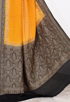 Banarasi Pure Crepe Silk Saree in Mustard
