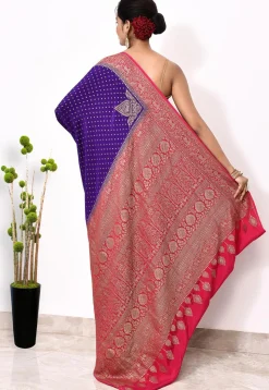 Banarasi Pure Crepe Silk Saree in Purple