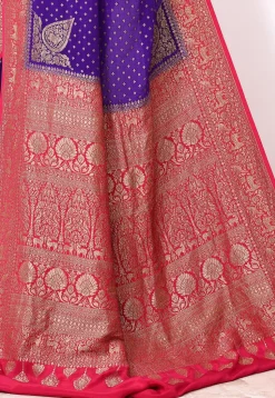 Banarasi Pure Crepe Silk Saree in Purple