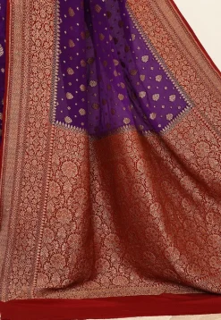 Banarasi Pure Crepe Silk Saree in Purple