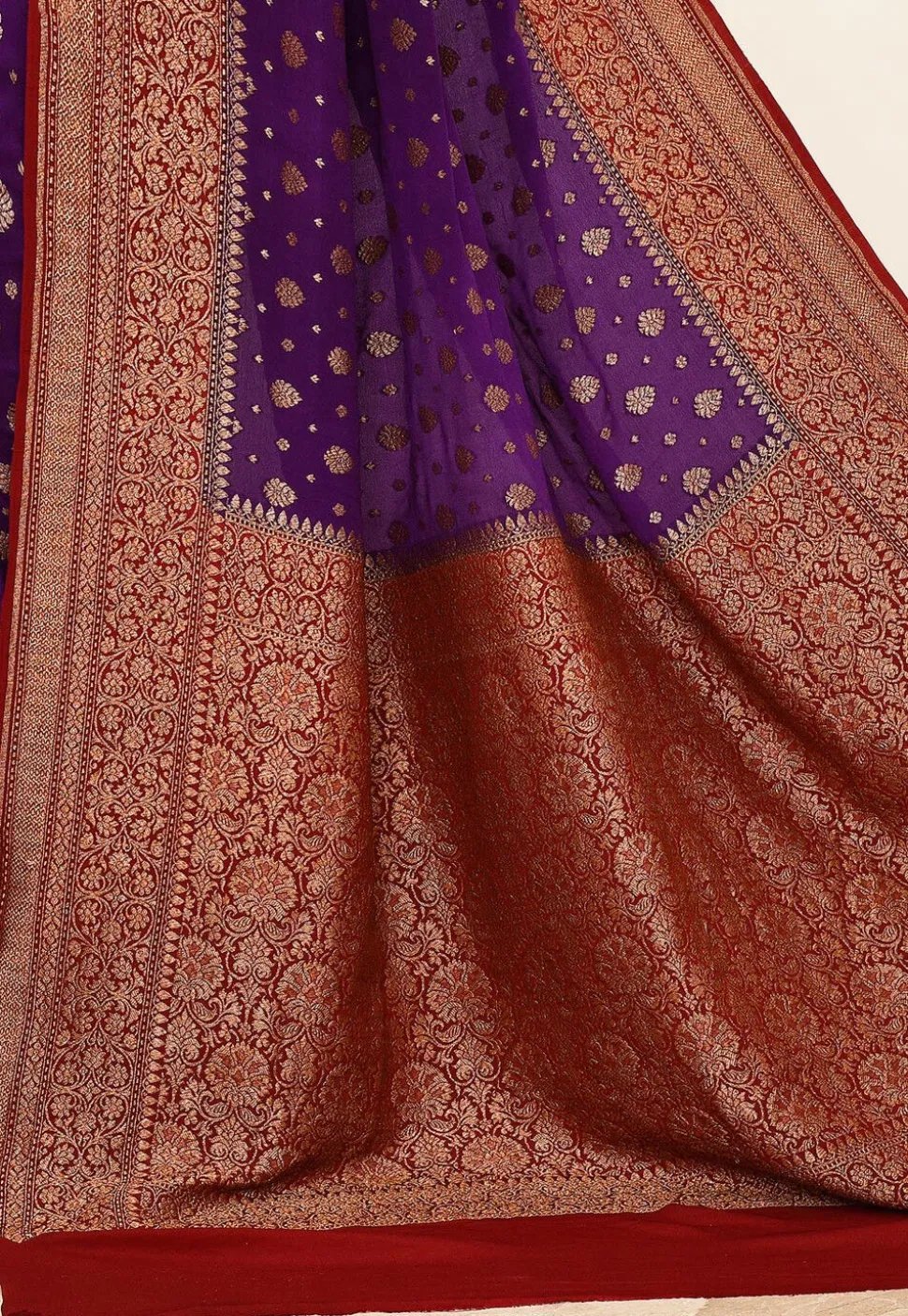 Banarasi Pure Crepe Silk Saree in Purple