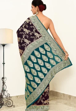 Banarasi Pure Crepe Silk Saree in Purple