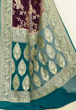 Banarasi Pure Crepe Silk Saree in Purple