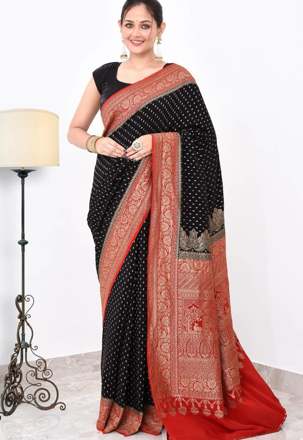 Banarasi Pure Crepe Silk Saree in Black