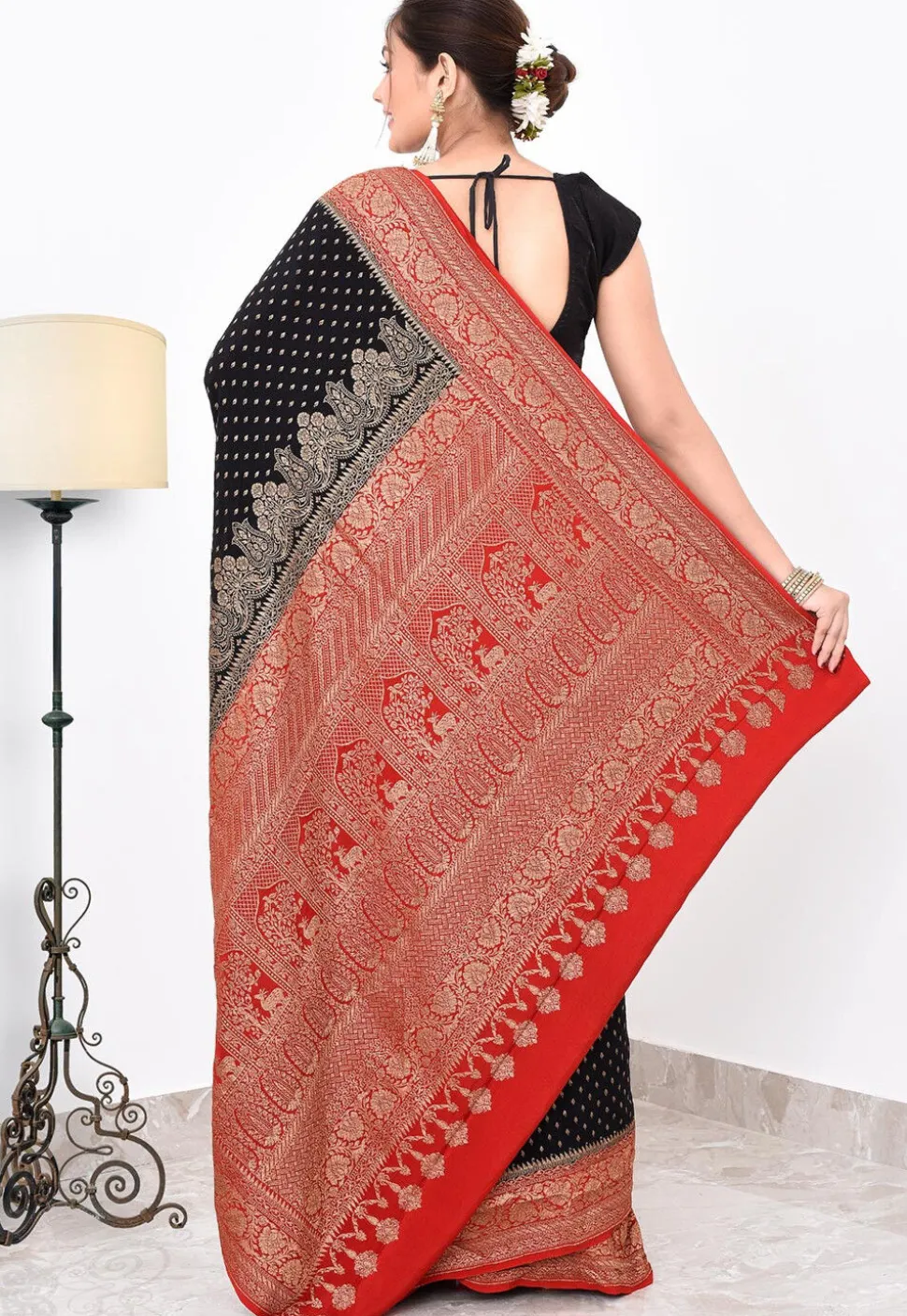 Banarasi Pure Crepe Silk Saree in Black