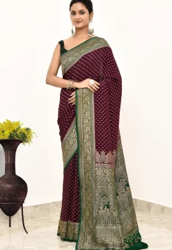 Banarasi Pure Crepe Silk Saree in Wine