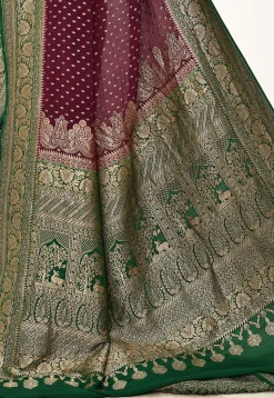 Banarasi Pure Crepe Silk Saree in Wine