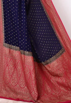 Banarasi Pure Crepe Silk Saree in Navy Blue