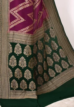Banarasi Pure Crepe Silk Saree in Magenta