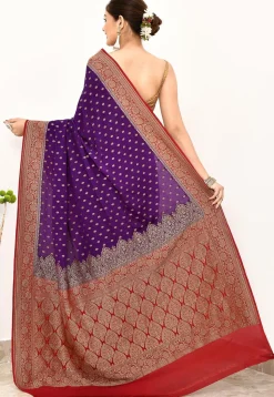 Banarasi Pure Crepe Silk Saree in Purple