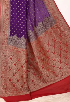 Banarasi Pure Crepe Silk Saree in Purple