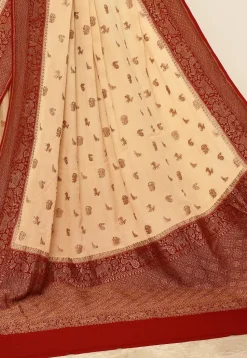 Banarasi Pure Crepe Silk Saree in Cream