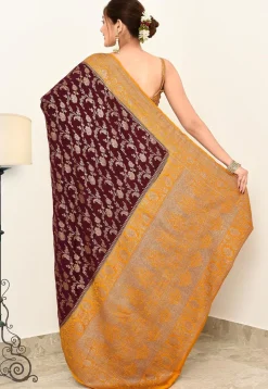 Banarasi Pure Crepe Silk Saree in Maroon