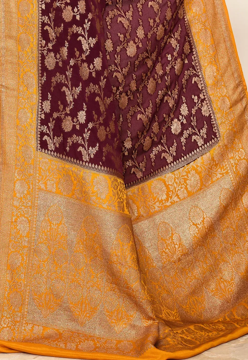 Banarasi Pure Crepe Silk Saree in Maroon