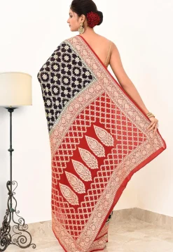 Banarasi Pure Crepe Silk Saree in Navy Blue