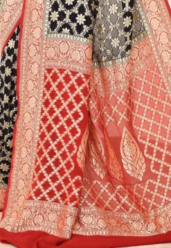 Banarasi Pure Crepe Silk Saree in Navy Blue